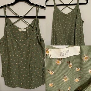 Green Floral Jade by Jane Spaghetti Strap Top